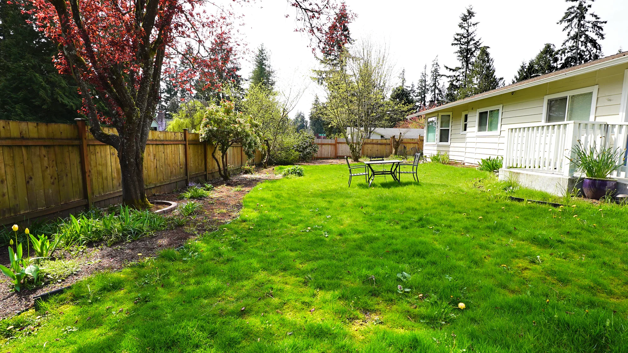 Fenced backyard garden at AB CARE AFH