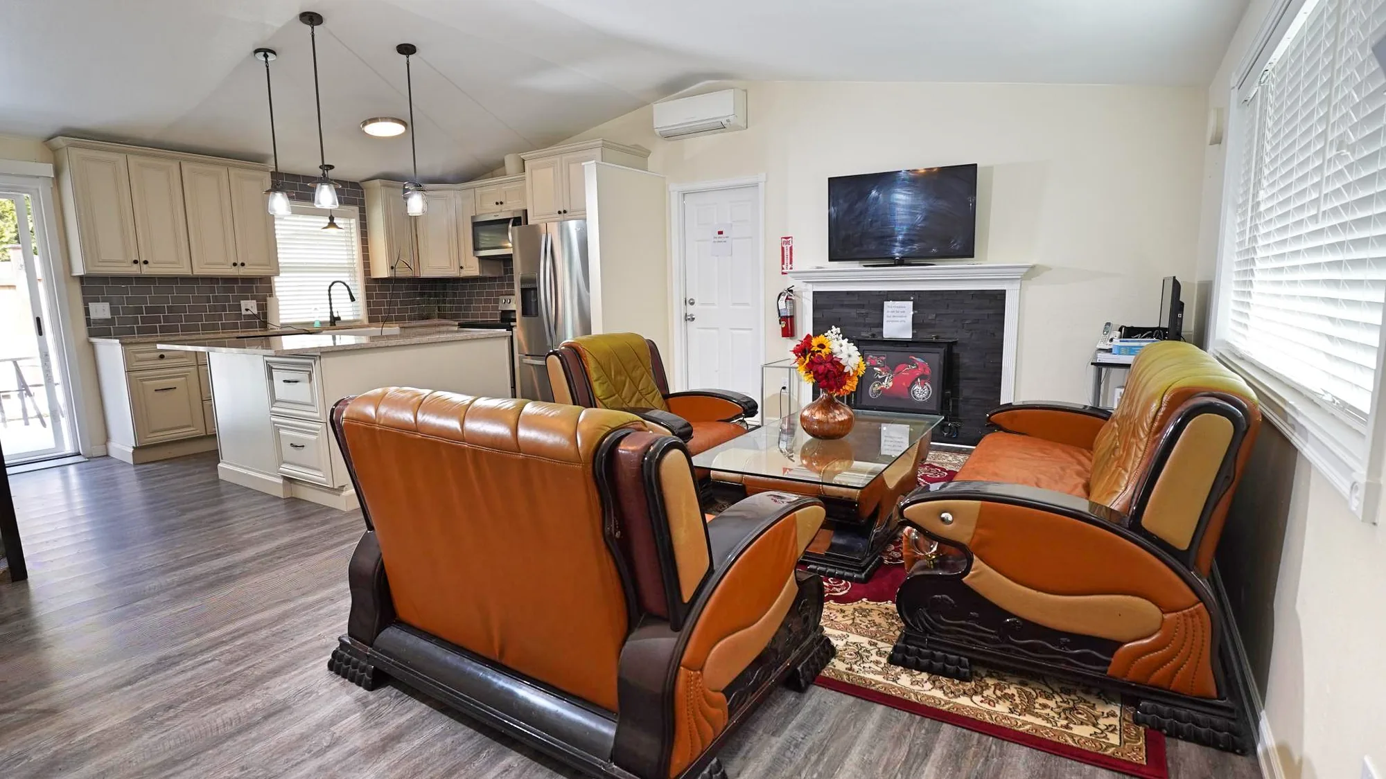 Living room where residents gather for meals and conversation