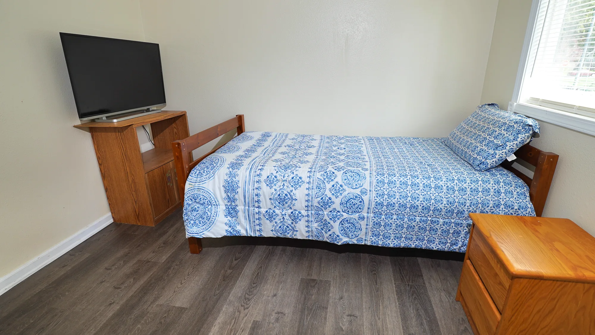 Resident bedroom with television