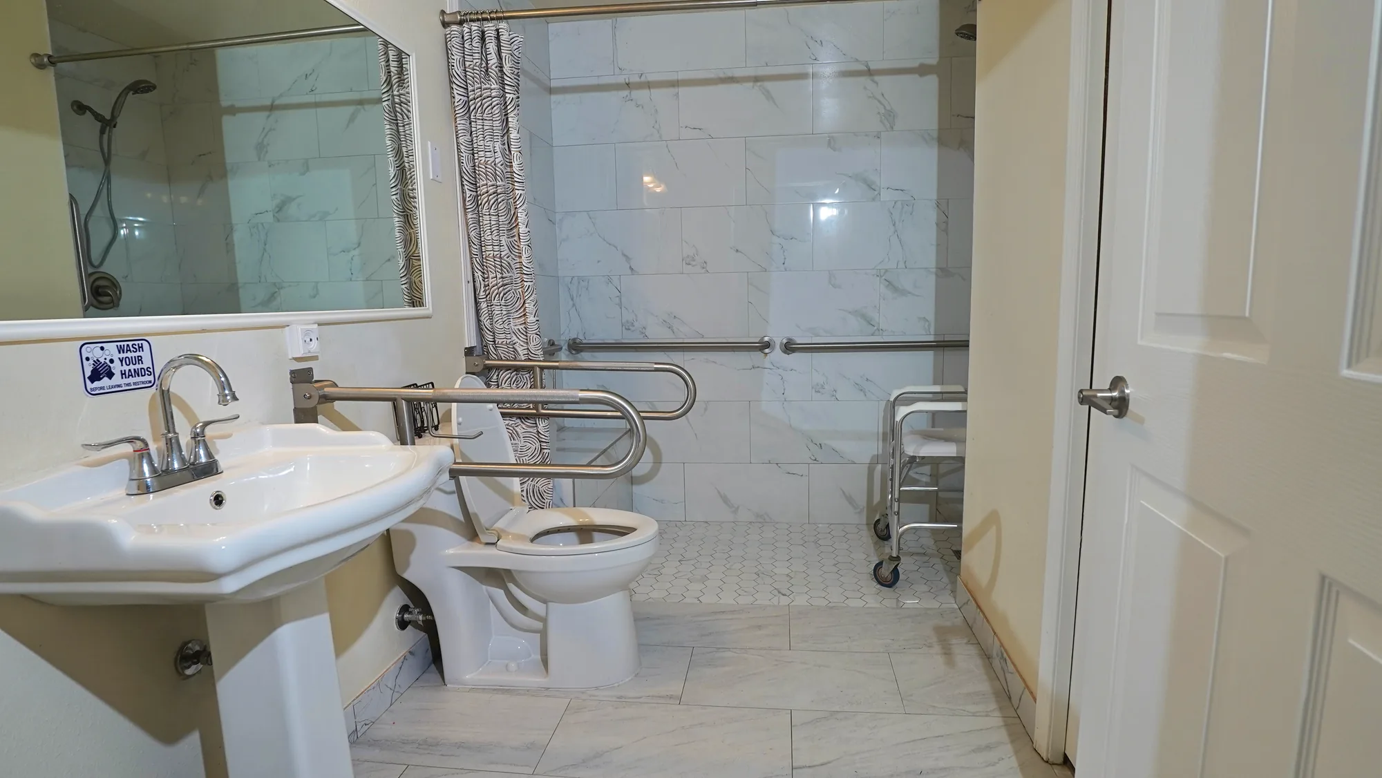 Accessible bathroom with walker access