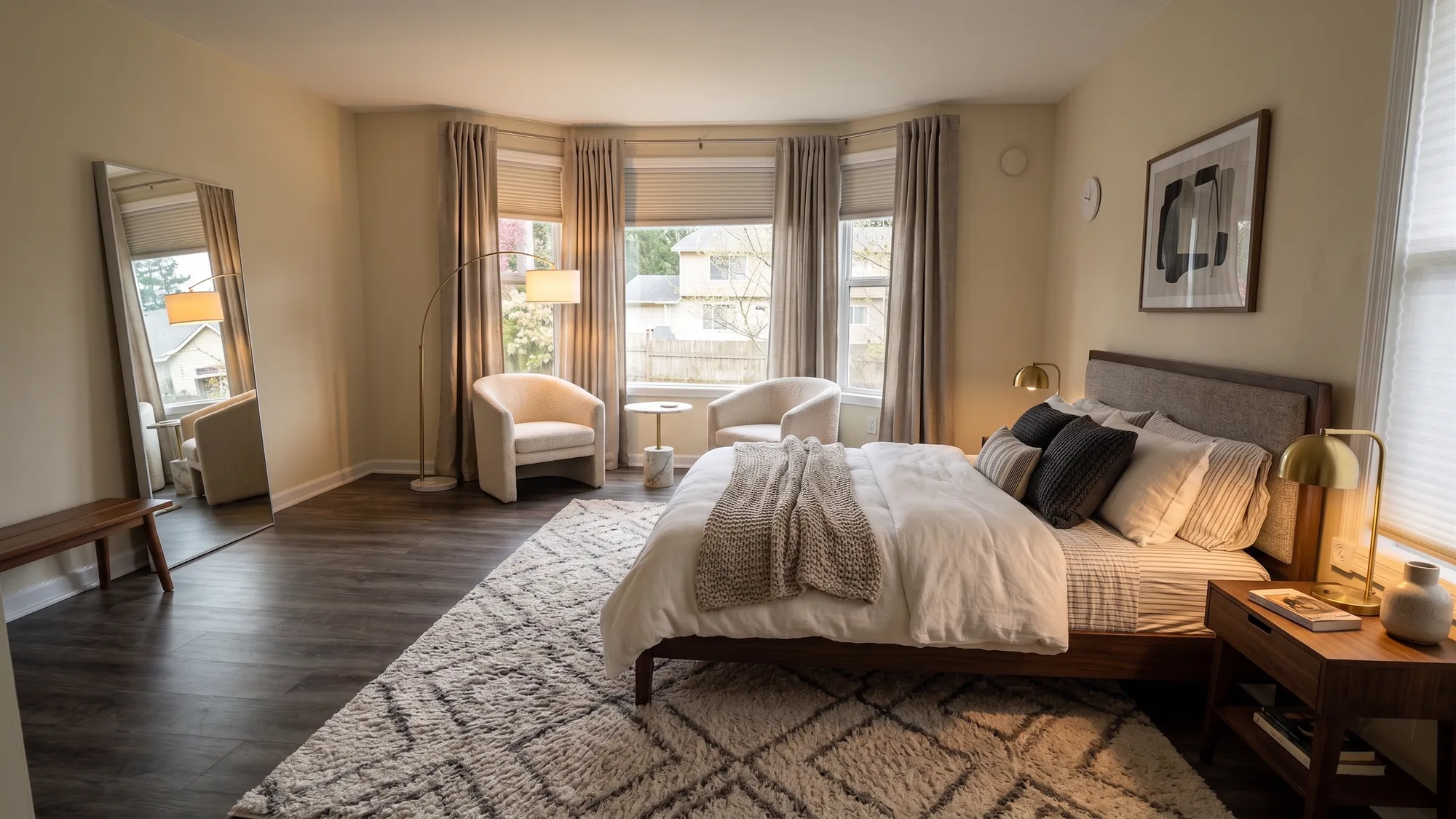 Master bedroom with mirror