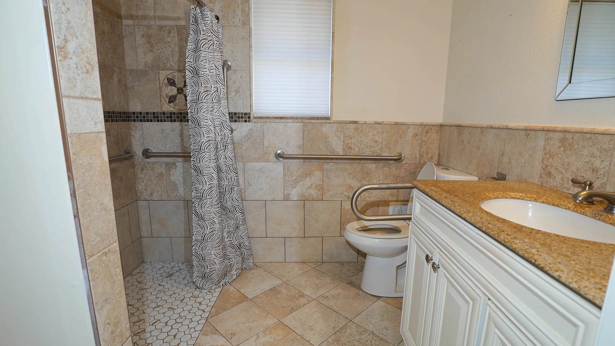 Tiled accessible bathroom